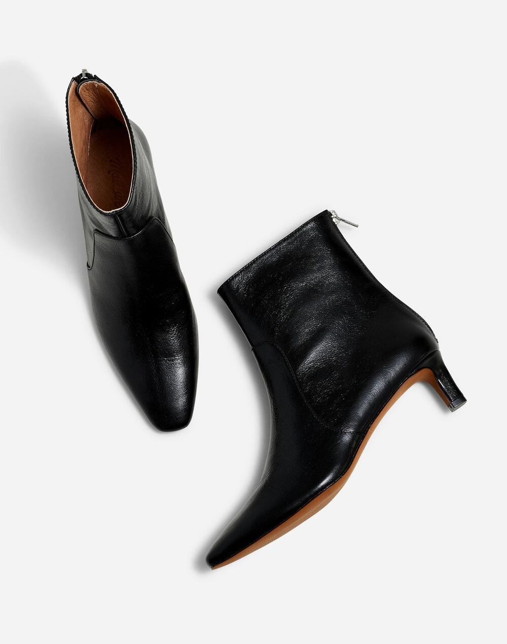 Madewell Women's The Dimes Kitten-Heel Ankle Boots Leather Black Size 8